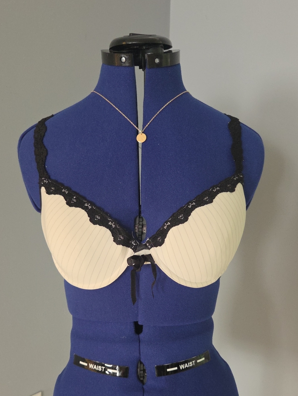 Beige Bra with Black Lace Trim - Women Intimates